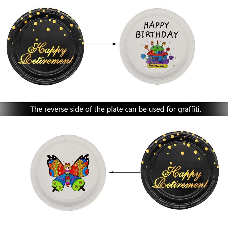 Pandecor Retirement Party Supplies,48 PCS Happy Retirement Disposable 7 Inch Paper Plates Dessert Plates - Image 5